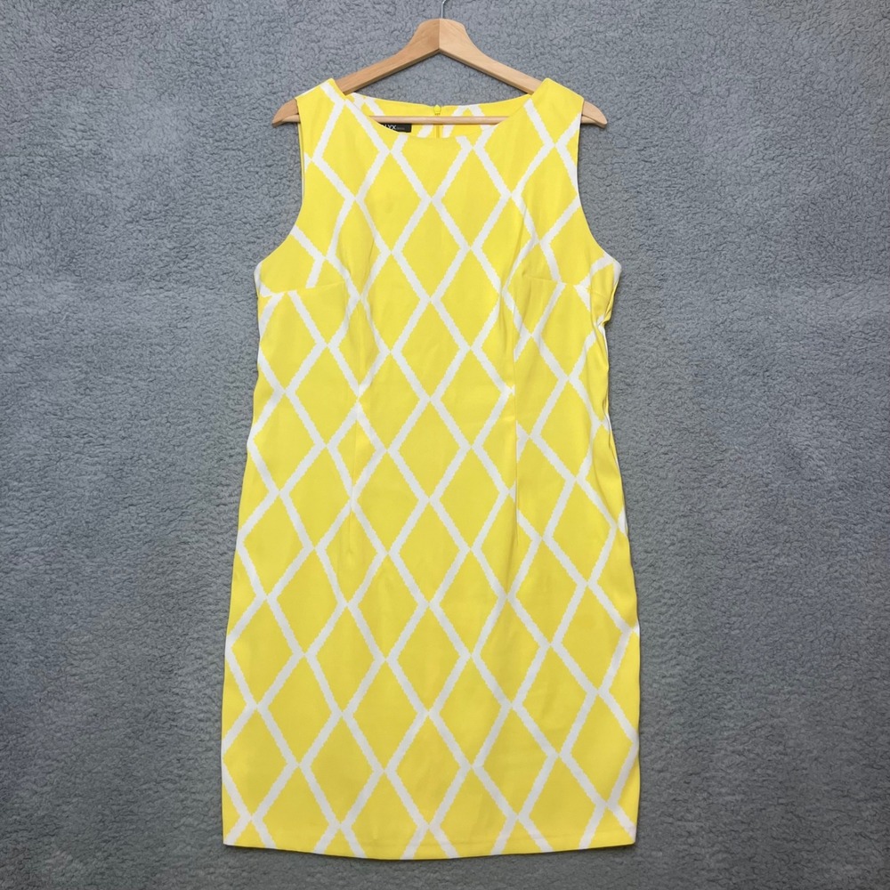 Alyx Sleeveless Sheath Dress Women 18 Bright Lemon Yellow White Office Summer